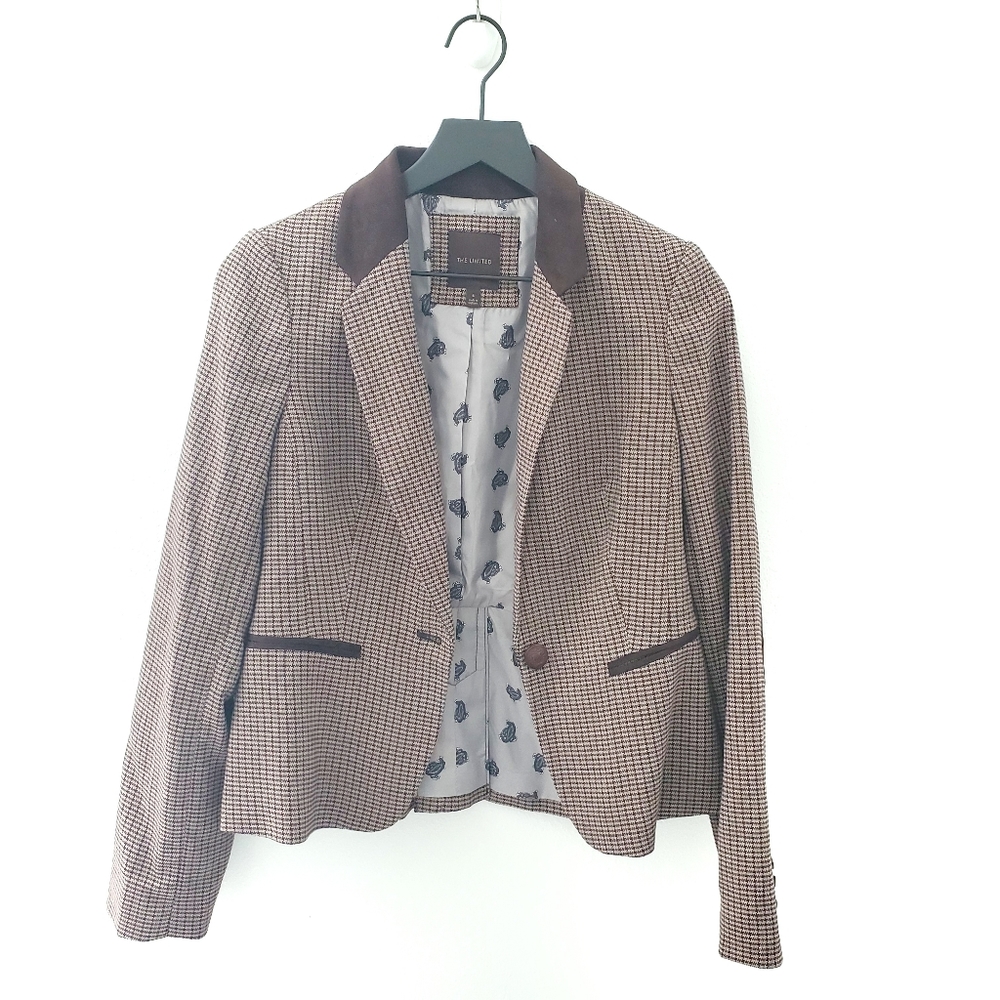 The Limited Houndstooth Blazer with Elbow Pads